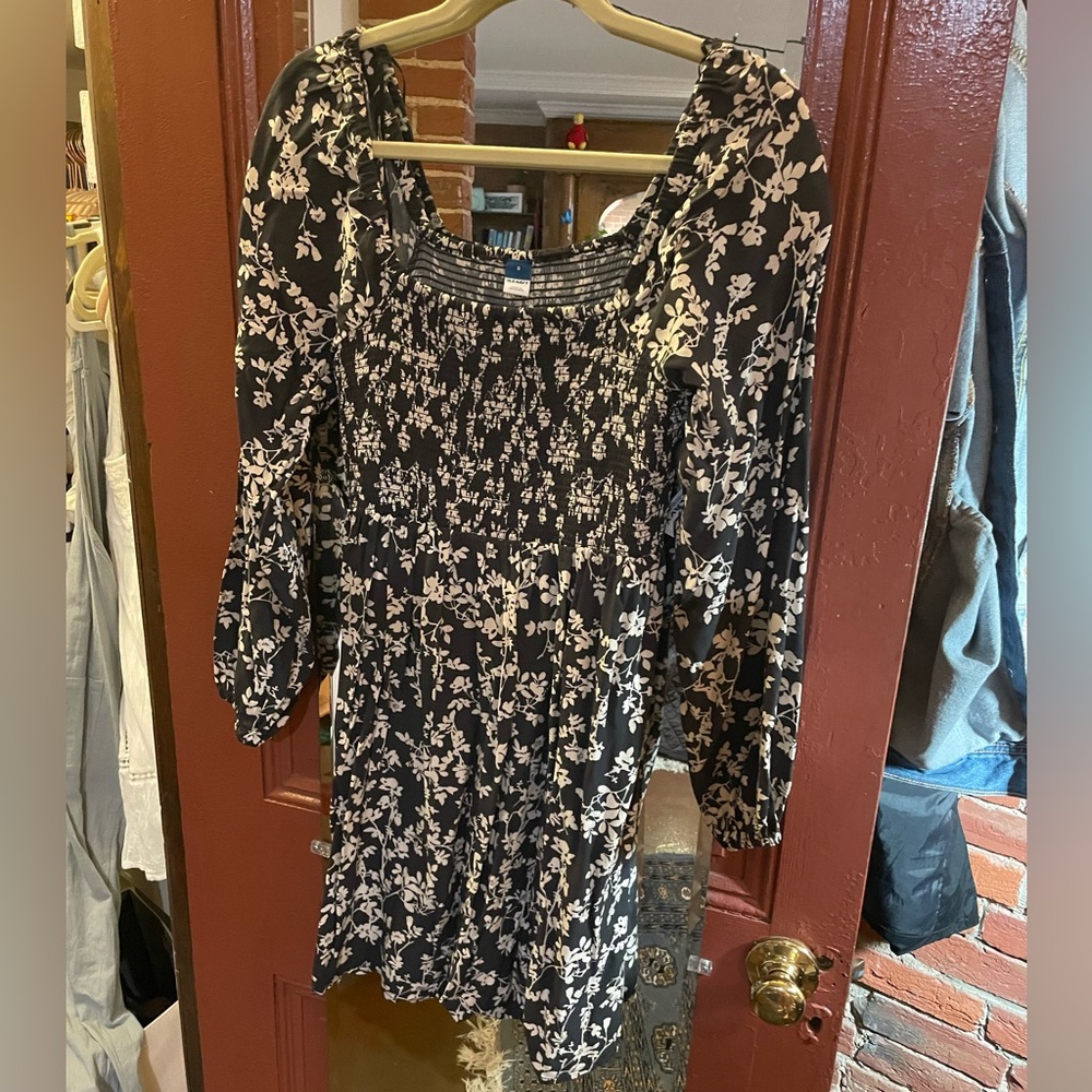 Floral Navy and White Mini Dress